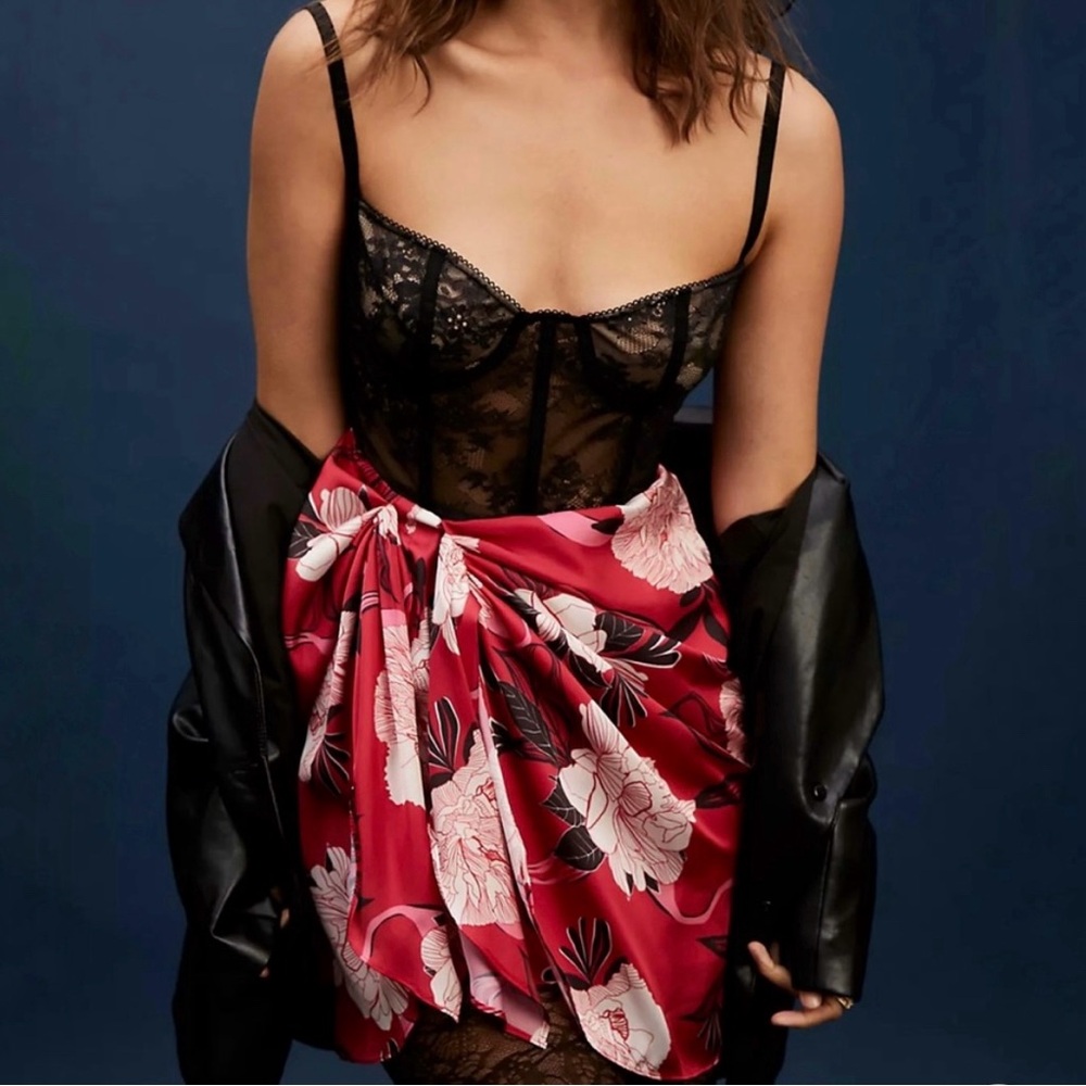 Katie May Black and Red Floral Mini Dress